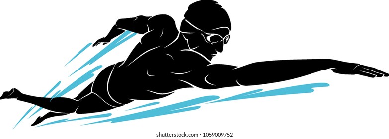 Swimming Male Front Crawl Silhouette