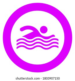 Swimming man, circle trendy icon on a white background