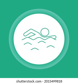 Swimming man color button icon. Water swim sport concept. Isolated vector element. Outline pictogram for web page, mobile app, promo.