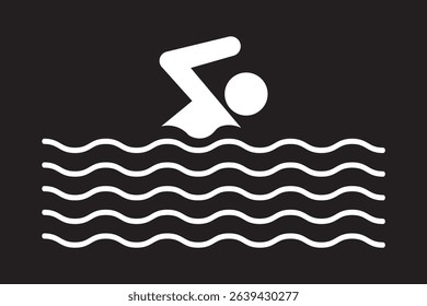 Swimming Man. Swimming icon, Person Swimming Icons, logo emblem design vector, Swim Water Information Flat People Pictogram Icon for leisure during summer holiday symbol. Vector Icon.