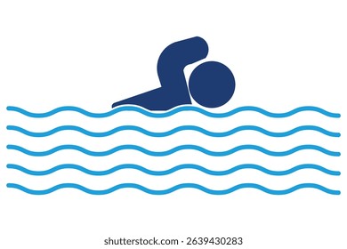 Swimming Man. Swimming icon, Person Swimming Icons, logo emblem design vector, Swim Water Information Flat People Pictogram Icon for leisure during summer holiday symbol. Vector Icon.