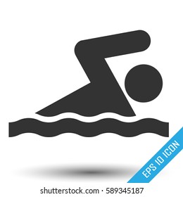 Swimming man icon. Swim sign isolated on white background. Vector flat illustration.