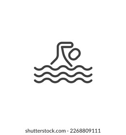 Swimming man line icon. linear style sign for mobile concept and web design. Swimmer and waves outline vector icon. Symbol, logo illustration. Vector graphics