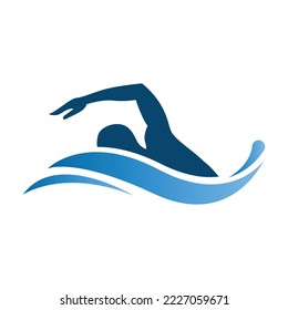 swimming man logo icon vector illustration emblem design - Shutterstock ID 2227059671