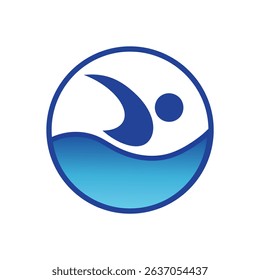 Swimming man, logo, icon, vector, illustration, emblem.