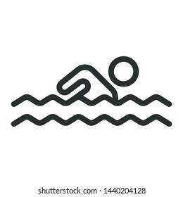 swimming man - minimal line web icon. simple vector illustration. concept for infographic, website or app.