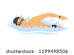 Swimming man - modern colorful vector cartoon character illustration
