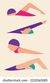 Swimming man - modern colorful vector cartoon character illustration