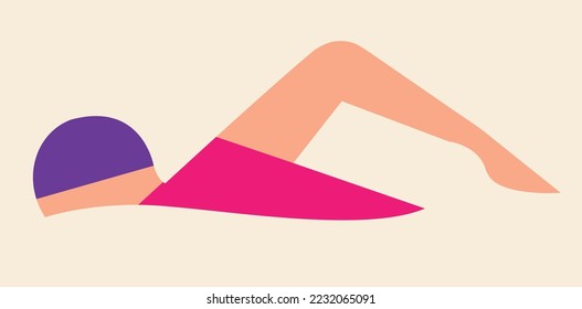 Swimming man - modern colorful vector cartoon character illustration