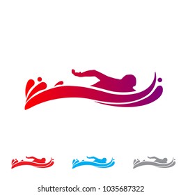 Swimming Man on Water, Athlete, Swimmer, Symbol, Style, Logo