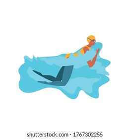 swimming man on white background vector illustration design