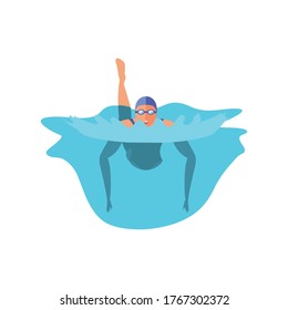 swimming man on white background vector illustration design