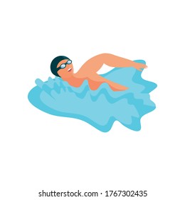 swimming man on white background vector illustration design