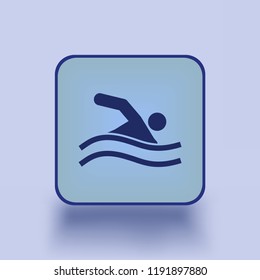 Swimming man. Splash paint