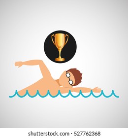 swimming man trophy sport design vector illustration eps 10