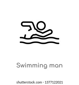 swimming man vector line icon. Simple element illustration. swimming man outline icon from sports concept. Can be used for web and mobile