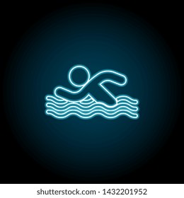 swimming man in the water neon icon. Simple thin line, outline vector of universal icons for UI and UX, website or mobile application