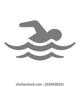 Swimming man in water waves. Swimmer, beach or pool vector icon.