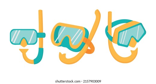 Swimming mask for deep diving. Doodle flat clipart. All objects are repainted.