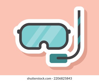 Swimming mask icon. Diving equipment. Comfortable rest and vacation, tourism and travel. Poster or banner for website. Summer and spring season. Active lifestyle. Cartoon flat vector illustration
