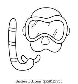 Swimming mask and snorkel in black outline. Clip art for your projects.