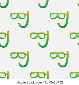 Swimming mask vector illustration isolated on white. Summer activity seamless pattern for web design