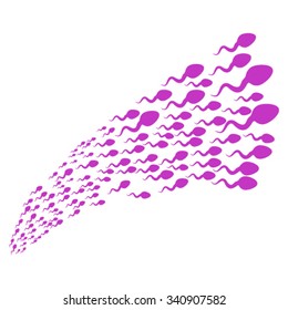 Swimming Microbe Race vector illustration. Style is violet flat objects, white background.