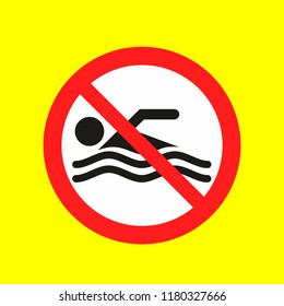 swimming no allowed, caution warn symbol for public transport areas to do not do that. vector logo, sign, symbol