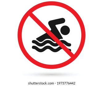 swimming no allowed, caution warn symbol for public transport areas to do not do that. vector logo, sign, symbol