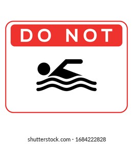 Swimming not allowed sign. Red prohibition symbol sign vector illustration design. isolated on white background, vector illustration design, symbol for your web site design, icon logo, app, UI.