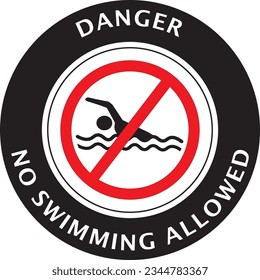 Swimming not allowed in this area sign vector, swimming prohibited sign vector