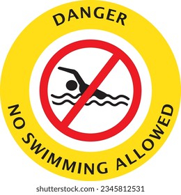 Swimming not allowed in this area sign vector, swimming prohibited sign vector