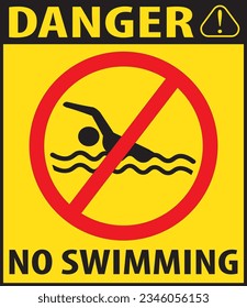 Swimming not allowed in this area sign vector, swimming prohibited sign vector