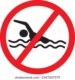 No se permite nadar en esta zona vector de señalización, nadar vector de señalización prohibido