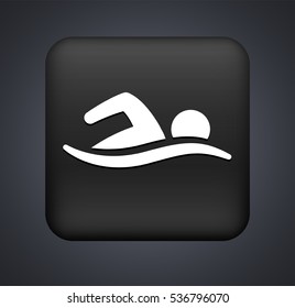 Swimming on Black Square Button
