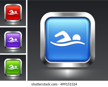 Swimming on Blue Square Button