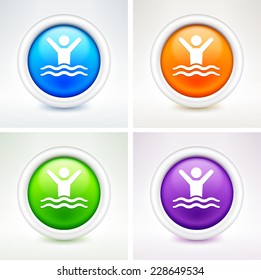 Swimming on Multi Color Round Buttons