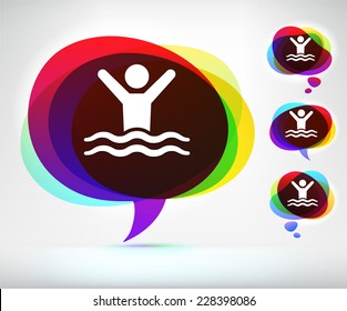 Swimming on Multi Color Speech Bubble