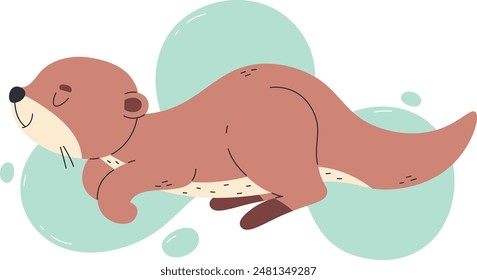 Swimming Otter In Water Vector Illustration