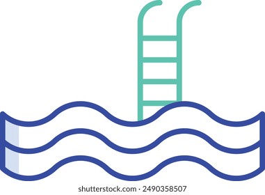 Swimming outline color vector illustration