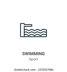 Swimming outline vector icon. Thin line black swimming icon, flat vector simple element illustration from editable sport concept isolated on white background
