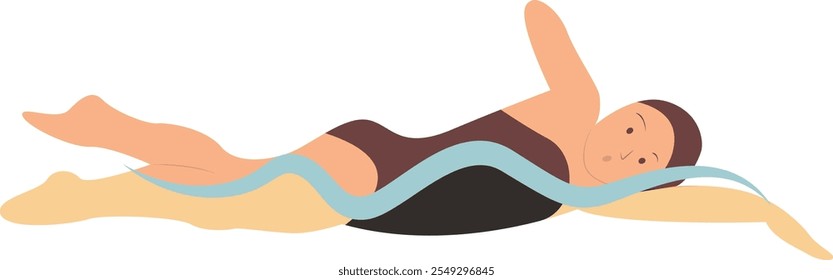 Swimming People Character in Flat Cartoon Concept. Isolated Vector Illustration.