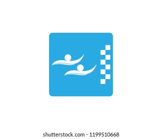 Swimming people icon logo vector illustration