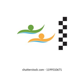 Swimming people icon logo vector illustration