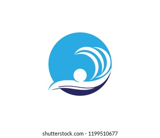 Swimming people icon logo vector illustration