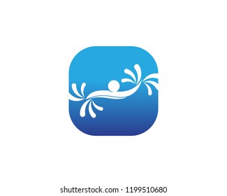 Swimming people icon logo vector illustration