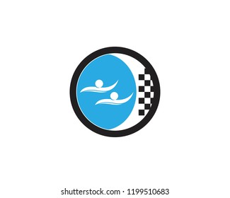 Swimming people icon logo vector illustration