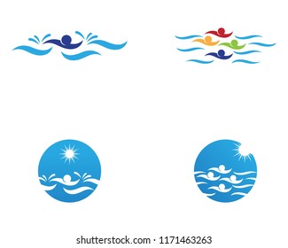 Swimming people logo vector