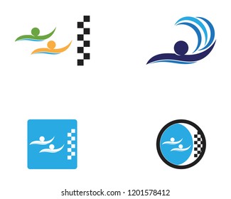 Swimming people logo vector