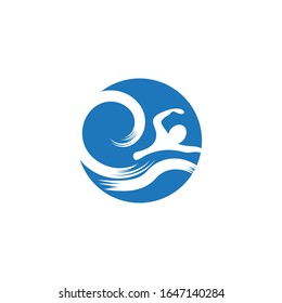 Swimming people logo vector illustration